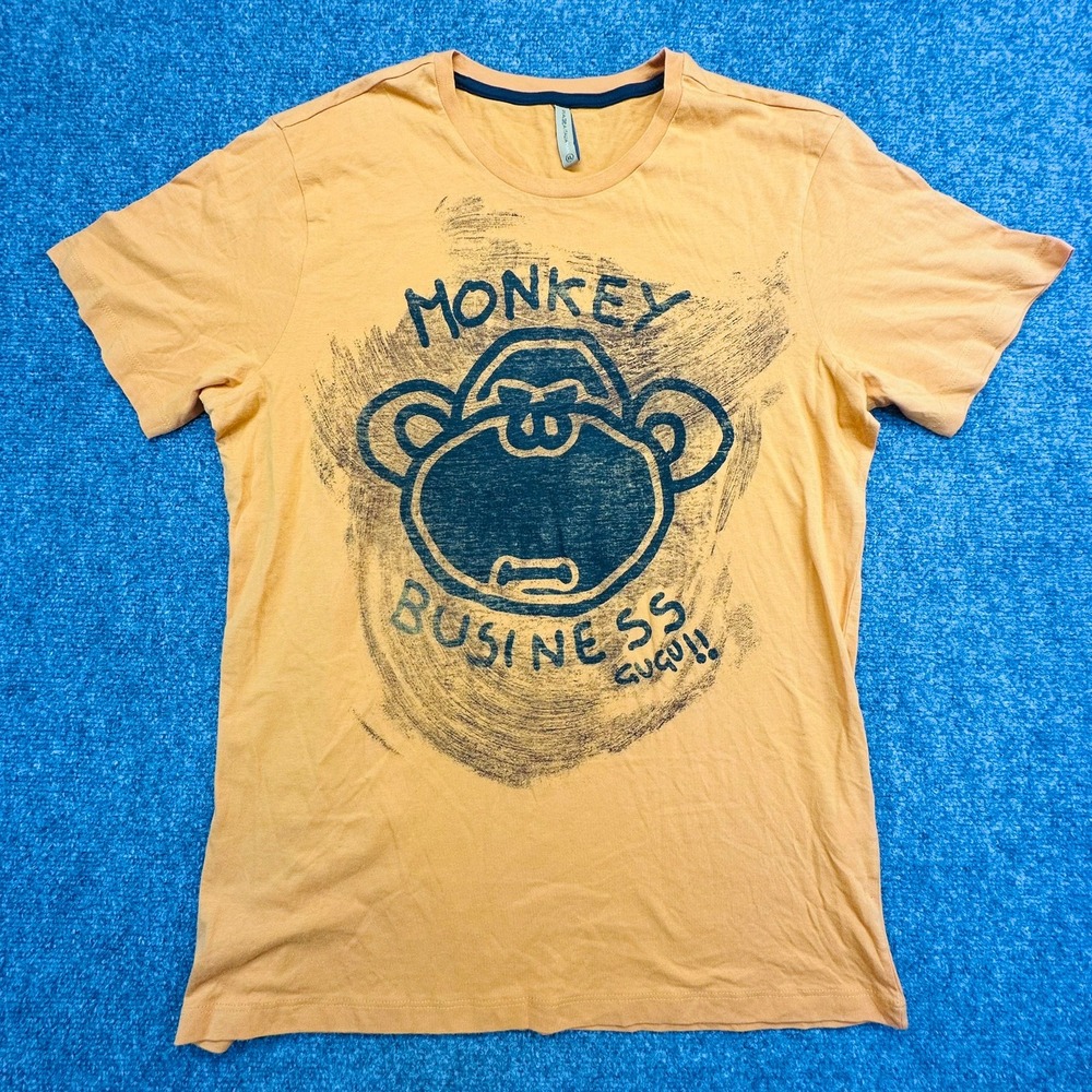 Piazza Italia‎ T-Shirt Mens XL Orange Monkey Business Graphic TS732COTSTJE